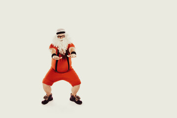 Funny Santa Claus and fitness. Retro style.