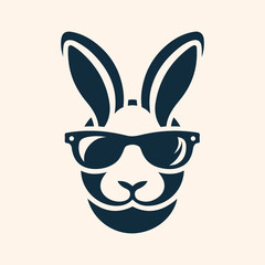 Rabbit with sunglass logo icon vector illustration 4