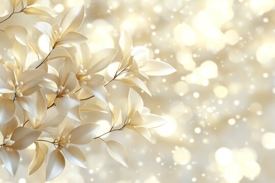 Close up of delicate white flowers glowing softly in golden light symbolizing renewal fragility and the gentle beauty of nature in a peaceful radiant setting