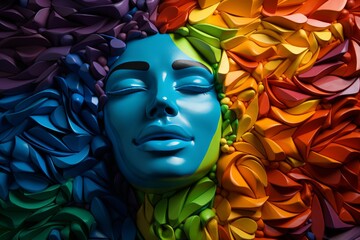Obraz premium Color palette of emotions a head formed by business themed puzzle pieces representing feelings