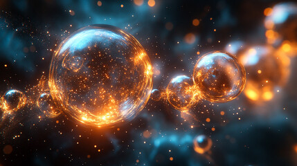 quantum entanglement, showcasing two interconnected particles in a dynamic field of energy. Abstract lines and light patterns symbolize their mysterious link