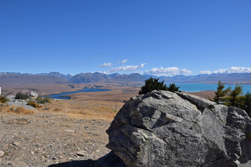View over Lake Pukaki from Mount John