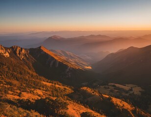 Fototapeta premium sunset over the mountains clouds cinematic view