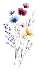 Watercolor Wildflower Bouquet: Delicate Floral Art Print
