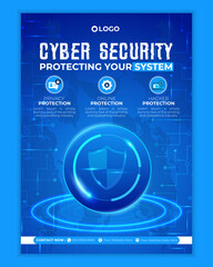 Cyber security modern banner or flyer template, Cybersecurity Information safety leaflet design or flyer	
