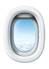 Fototapeta premium Airplane Window View: Clouds and Blue Sky