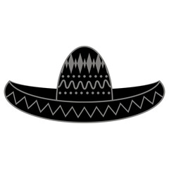 Vector Mexican sombrero with maracas. Cinco de mayo symbol isolated on white background.