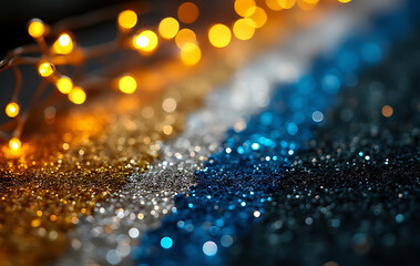 Fototapeta premium gold silver blue black add touch glamour glitter vintage lights