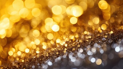Shimmering Golden and Silver Bokeh Background
