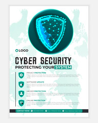 Cyber security modern banner or flyer template, Cybersecurity Information safety leaflet design or flyer	