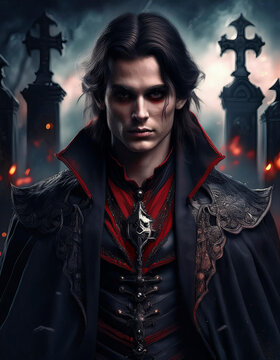 un vampiro en el interior de un cementerio	