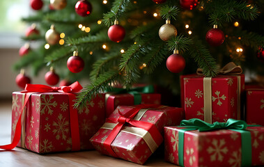 lovely christmas tree beautifully decorated boxes