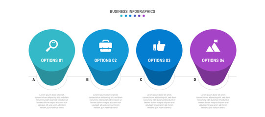 Horizontal progress bar featuring 4 arrow-shaped elements, symbolizing the four stages of business strategy and progression. Clean timeline infographic design template. Vector for presentation