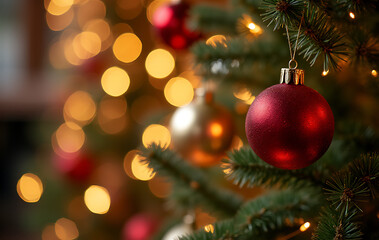 Fototapeta premium beautiful christmas decorations selective focus create visually stunning