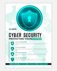 Cyber security modern banner or flyer template, Cybersecurity Information safety leaflet design or flyer	