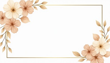 Beige and gold floral design on white background Subtle watercolor flower pattern for refined and understated greeting cards wedding invitations posters with ample text space.