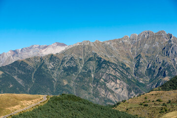 Obraz premium Road to Cerler in the heart of the Pyrenees. Huesca, Aragon, Spain.