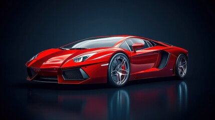 Red sports car on elegant dark background.
