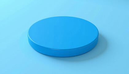 Minimalist Blue Pedestal on Light Blue Background, Perfect for Product Display and Branding