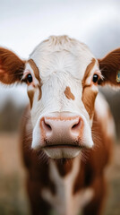 gros plan sur le museau d'une vache laitière dans un champs