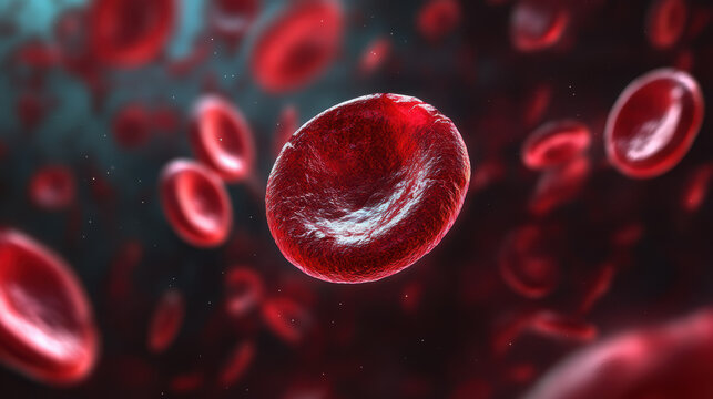 vue microscopique de globule rouge de sang humain dans une veine ou art&egrave;re