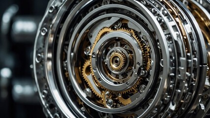 Intricate inner workings of mechanical watch, showcasing complex gears, springs, and other components that make up timepiece's movement