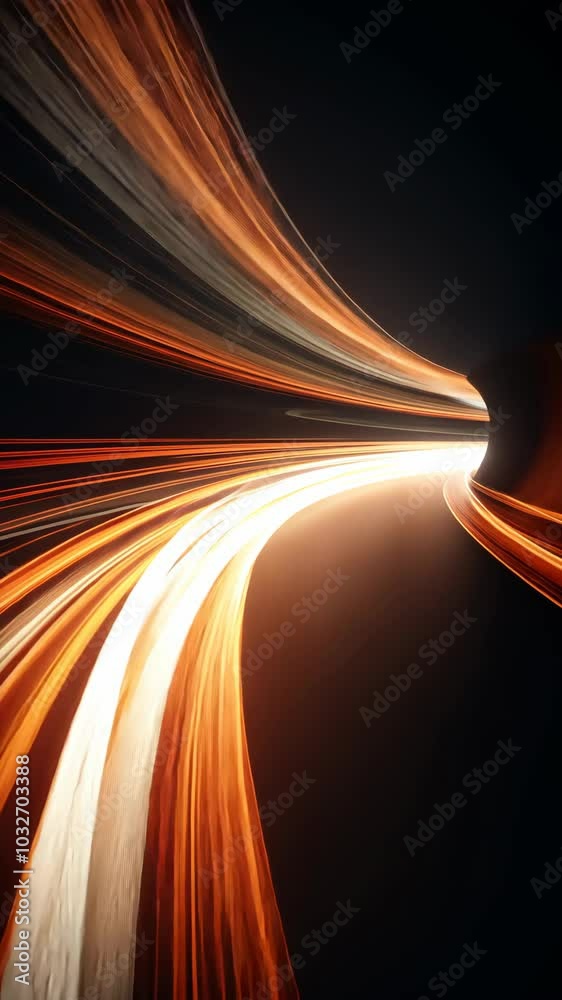 Poster abstract light trails in a tunnel, motion blur effect. futuristic travel and speed concept