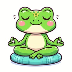 Fototapeta premium Cute Frog Yoga Cartoon vector Icon Illustration