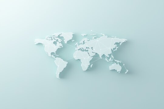 Fototapeta Abstract world map design with connecting lines, isolated on a soft background. Perfect for global connectivity themes.