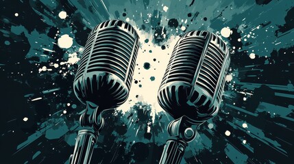 A soulful singer performing passionately on stage with microphone in an artistic setting