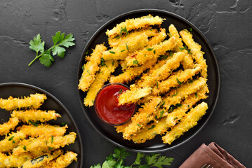 Homemade fried zucchini sticks