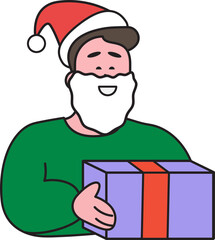 People in Christmas atmosphere and elements