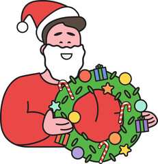 People in Christmas atmosphere and elements