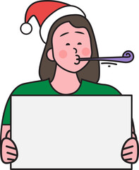 People in Christmas atmosphere and elements