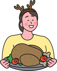 People in Christmas atmosphere and elements