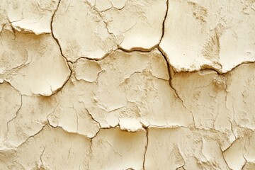 Fototapeta premium A close-up view of a weathered wall shows cracks and peeling paint revealing an aged surface in warm light