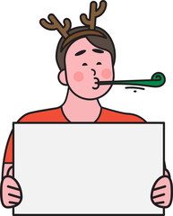 People in Christmas atmosphere and elements