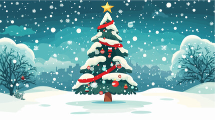 Fototapeta premium Illustration of Christmas tree. New Year. Holiday