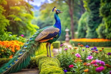 Obraz premium Proud Peacock Posed in Rule of Thirds Frame