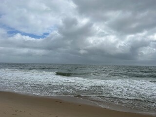 Maryland beach waves on cloudy day 