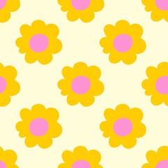 Retro geometric seamless flowers pattern
