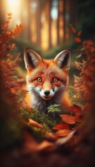Red Fox in Autumn Forest