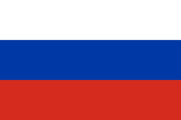 The flag of Russia is a tricolor with white, blue in the middle and red at the bottom.