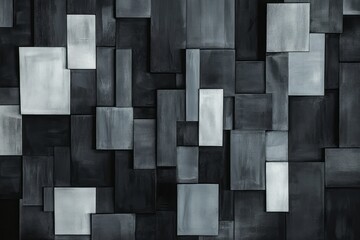 Abstract Rectangular Wall Art in Black and Gray