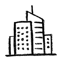 Skyscraper City Icon Crayon Chalk Drawing Vector © Grunge Designs