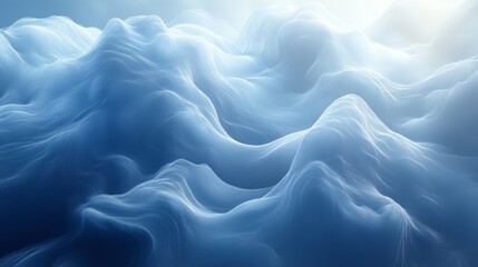 Abstract Blue and White Wavy Landscape