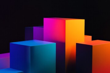 Obraz premium Vibrant Geometric Blocks on Dark Background