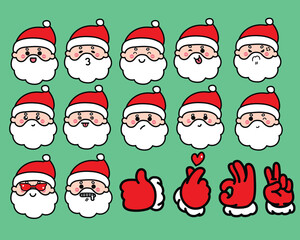 Santa Claus cartoon face emoticon and hand sign