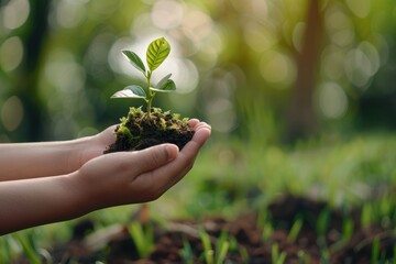 Earth Day  Tree planting for forest conservation.
