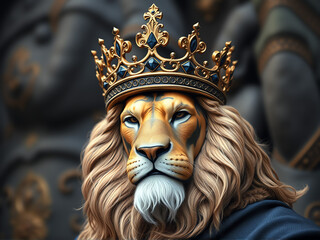 Obraz premium lion king illustration with crown